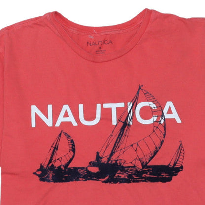 Nautica Men's Red Crew Neck Short Sleeve Graphic T-Shirt XL