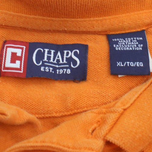 Chaps Men's Orange Cotton Polo Shirt XL Regular Fit