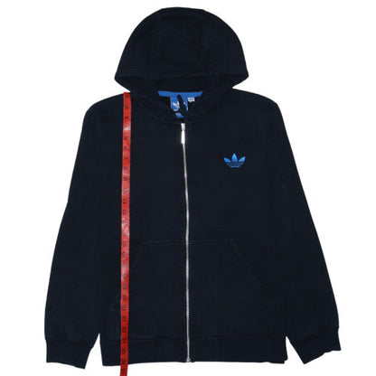 Adidas Mens Black Full Zip Hoodie L Logo Fleece Sweatshirt