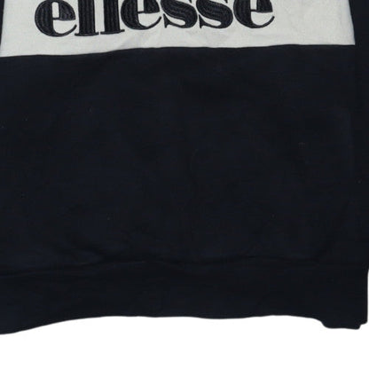 Ellesse Womens Black 1/4 Zip Pullover Sweatshirt UK 14 Logo Cotton Blend