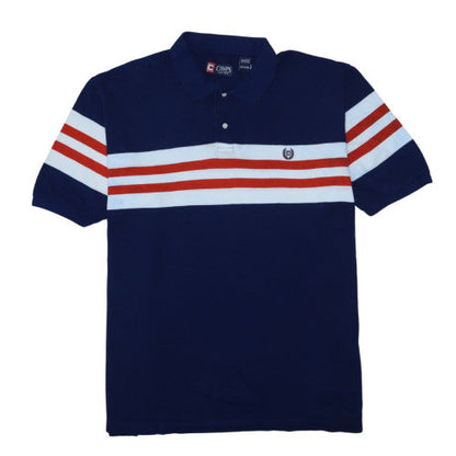 Chaps Men's Blue Striped Cotton Polo Shirt 2XLT Regular Fit