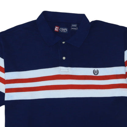 Chaps Men's Blue Striped Cotton Polo Shirt 2XLT Regular Fit