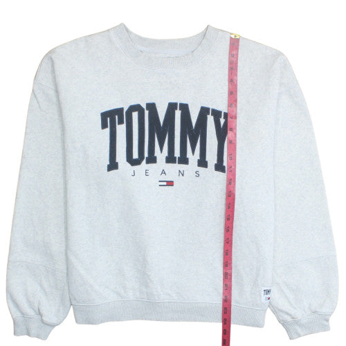 Tommy Jeans Women's Grey Cotton Blend Pullover Sweatshirt Size L