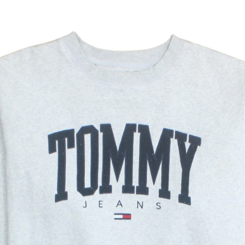 Tommy Jeans Women's Grey Cotton Blend Pullover Sweatshirt Size L