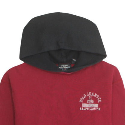 Ralph Lauren Polo Jeans Red Hoodie Men's M Pullover Fleece
