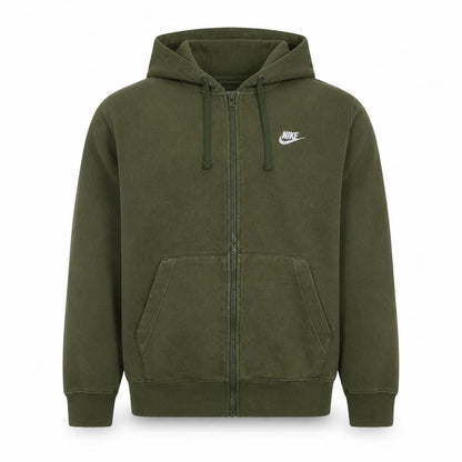 Nike Men Green Full Zip Fleece Hoodie Size S Regular Fit