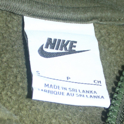 Nike Men Green Full Zip Fleece Hoodie Size S Regular Fit