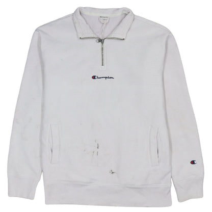 Champion Men's White XS 1/4 Zip Fleece Sweatshirt