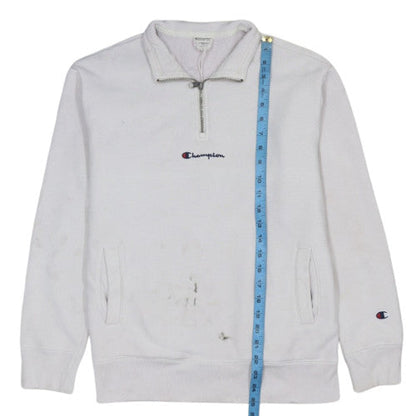 Champion Men's White XS 1/4 Zip Fleece Sweatshirt