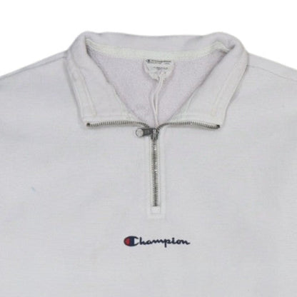 Champion Men's White XS 1/4 Zip Fleece Sweatshirt