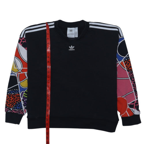 Adidas Rich Mnisi Women's Black Multicolour Crew Neck Sweatshirt UK 16