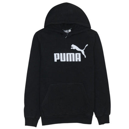 Puma Men's Black Pullover Hoodie Medium Logo Fleece Sweatshirt