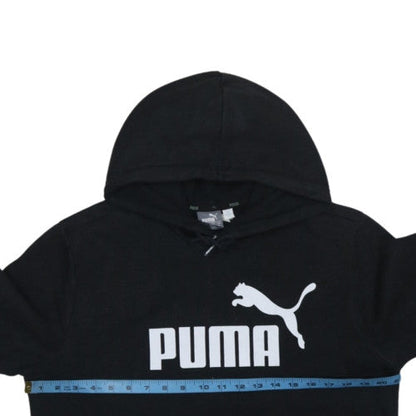 Puma Men's Black Pullover Hoodie Medium Logo Fleece Sweatshirt