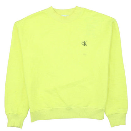 Calvin Klein Jeans Womens Yellow Sweatshirt Size L Logo Crew Neck