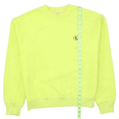 Calvin Klein Jeans Womens Yellow Sweatshirt Size L Logo Crew Neck