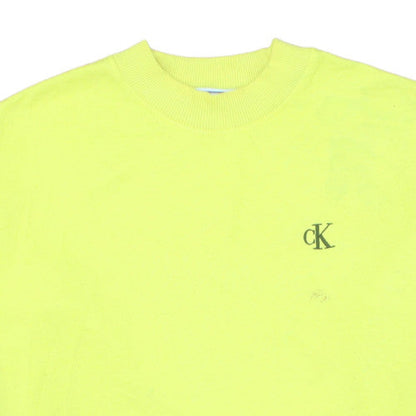 Calvin Klein Jeans Womens Yellow Sweatshirt Size L Logo Crew Neck