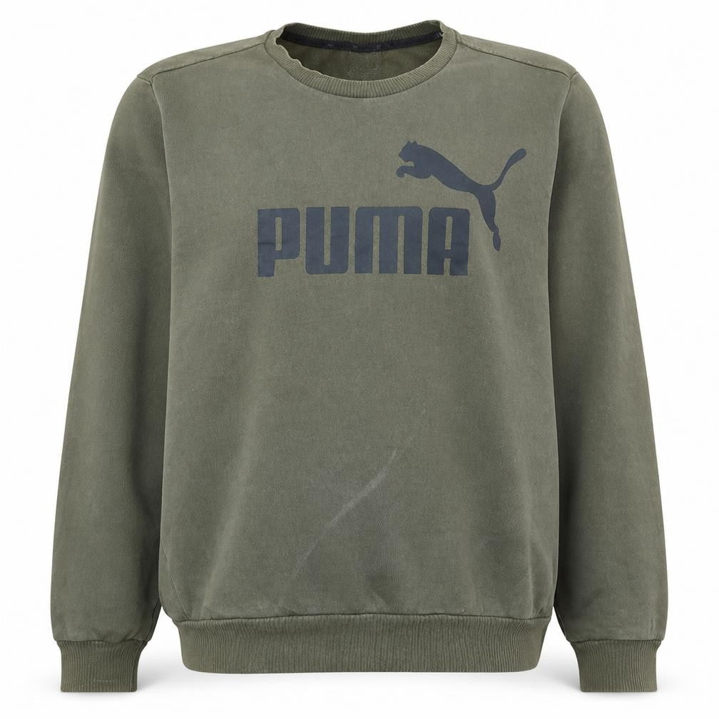 Puma Men’s Green XL Crew Neck Pullover Logo Sweatshirt