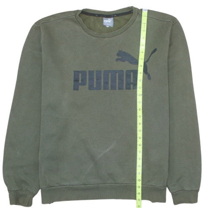 Puma Men’s Green XL Crew Neck Pullover Logo Sweatshirt