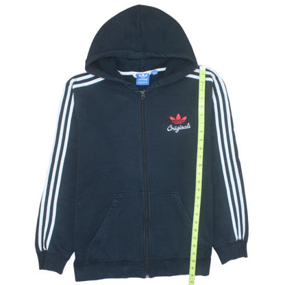 Adidas Originals Mens Black Full Zip Hoodie Size M Zip Logo Hooded