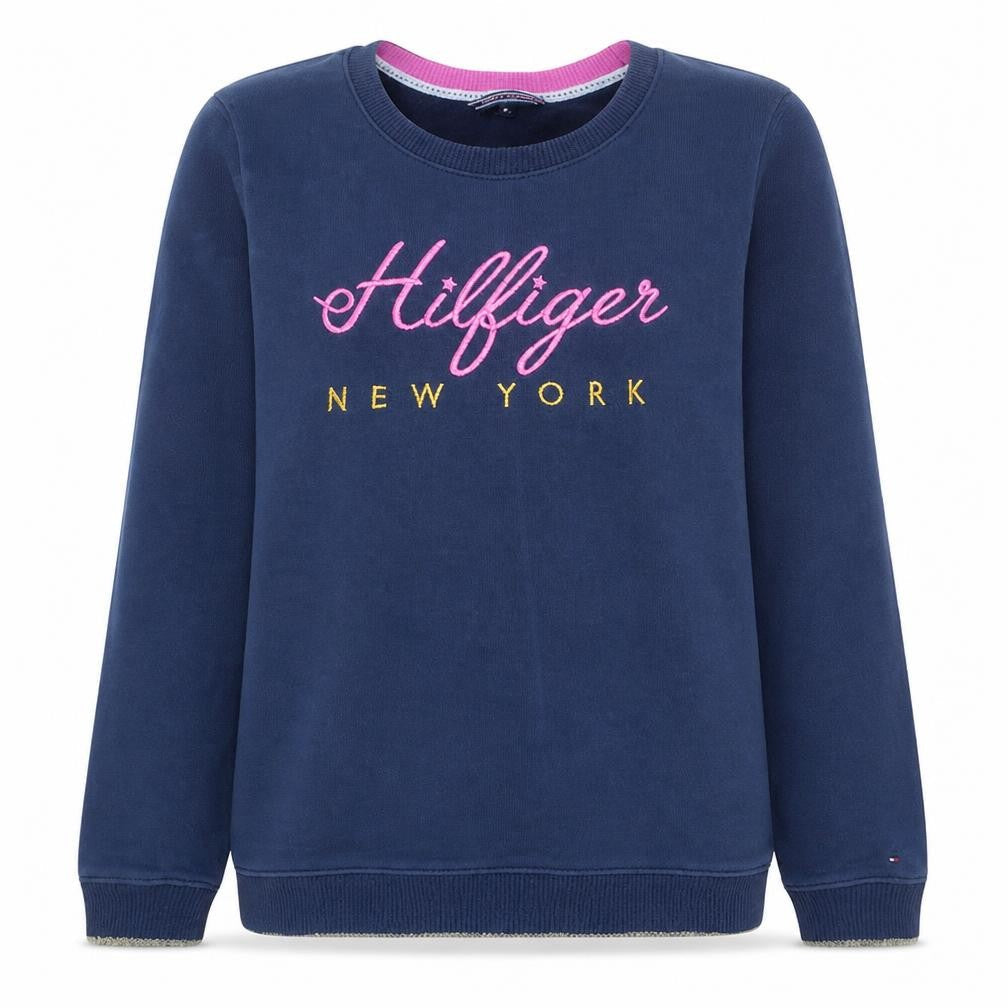Tommy Hilfiger Womens Navy XL Pullover Sweatshirt Crew Neck Logo Print