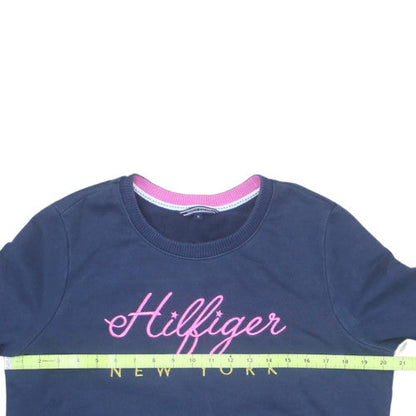 Tommy Hilfiger Womens Navy XL Pullover Sweatshirt Crew Neck Logo Print