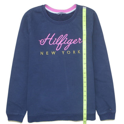 Tommy Hilfiger Womens Navy XL Pullover Sweatshirt Crew Neck Logo Print