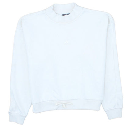 Adidas Womens White XS Pullover Sweatshirt with Drawstring Hem