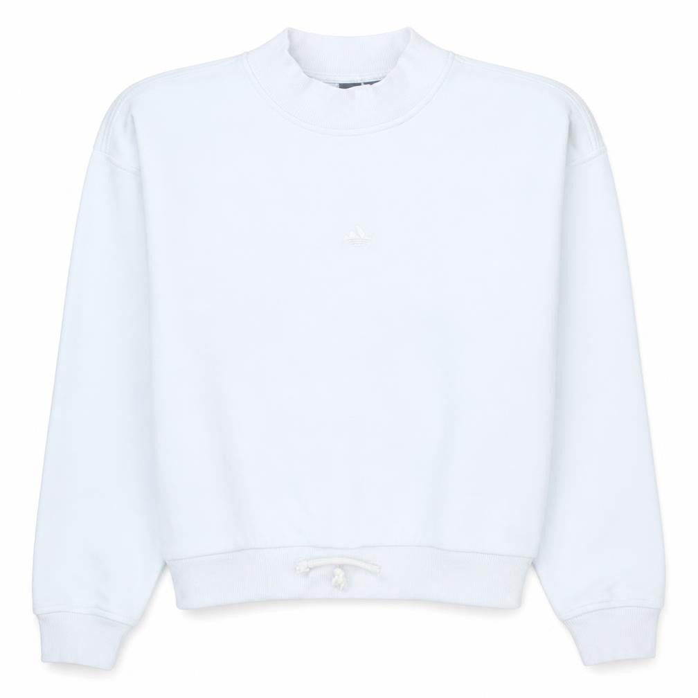 Adidas Womens White XS Pullover Sweatshirt with Drawstring Hem