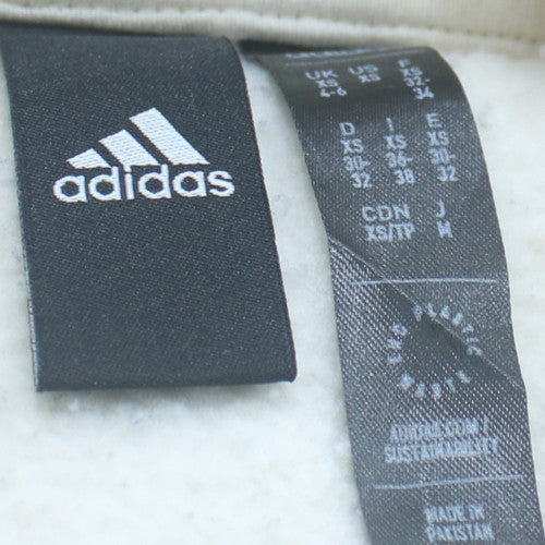 Adidas Womens White XS Pullover Sweatshirt with Drawstring Hem