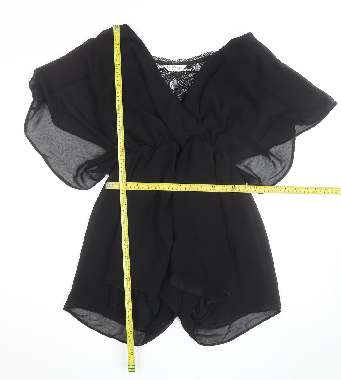 Miss Selfridge Black Lace V-Neck Chiffon Playsuit Women Size 10
