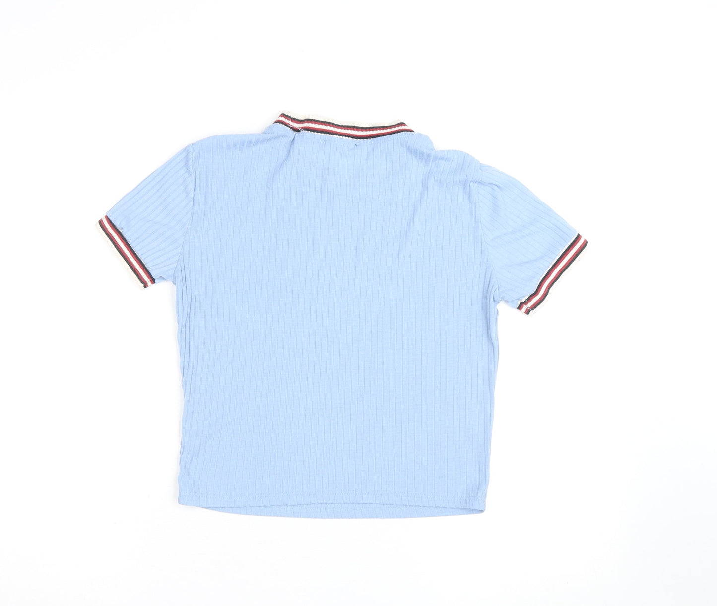 Bershka Women Blue Ringer Short Sleeve T-Shirt Size 12
