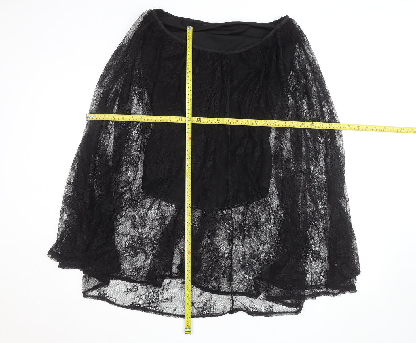 Missguided Women’s Black Lace A-Line Midi Skirt Size M Gothic Party