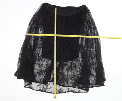 Missguided Women’s Black Lace A-Line Midi Skirt Size M Gothic Party