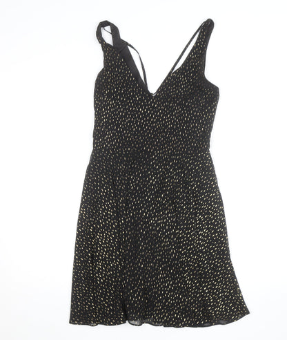 Miss Selfridge Women’s Black Size 8 Polka Dot V-Neck Slip Dress