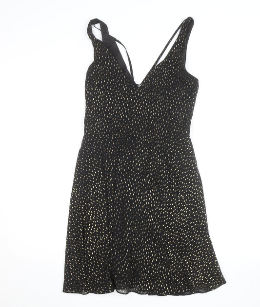 Miss Selfridge Women’s Black Size 8 Polka Dot V-Neck Slip Dress