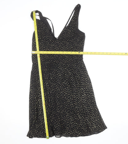 Miss Selfridge Women’s Black Size 8 Polka Dot V-Neck Slip Dress