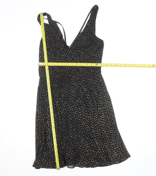 Miss Selfridge Women’s Black Size 8 Polka Dot V-Neck Slip Dress