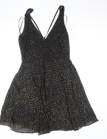 Miss Selfridge Women’s Black Size 8 Polka Dot V-Neck Slip Dress