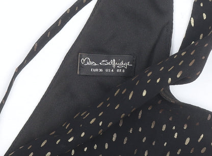 Miss Selfridge Women’s Black Size 8 Polka Dot V-Neck Slip Dress