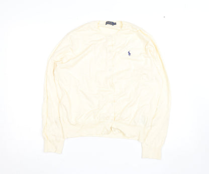 Ralph Lauren Women Ivory Cotton Knit Cardigan XL Classic Style