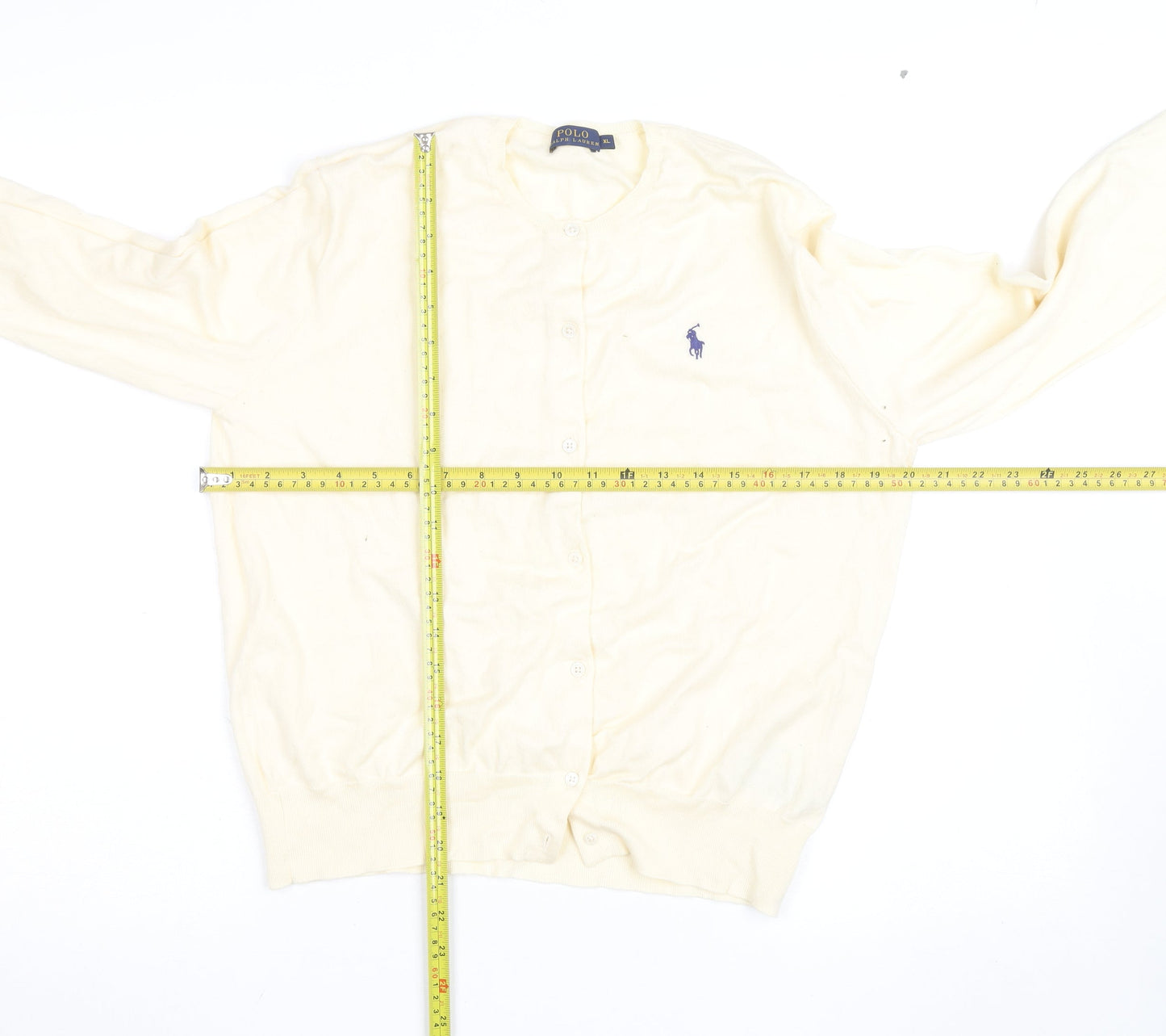 Ralph Lauren Women Ivory Cotton Knit Cardigan XL Classic Style