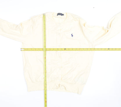 Ralph Lauren Women Ivory Cotton Knit Cardigan XL Classic Style