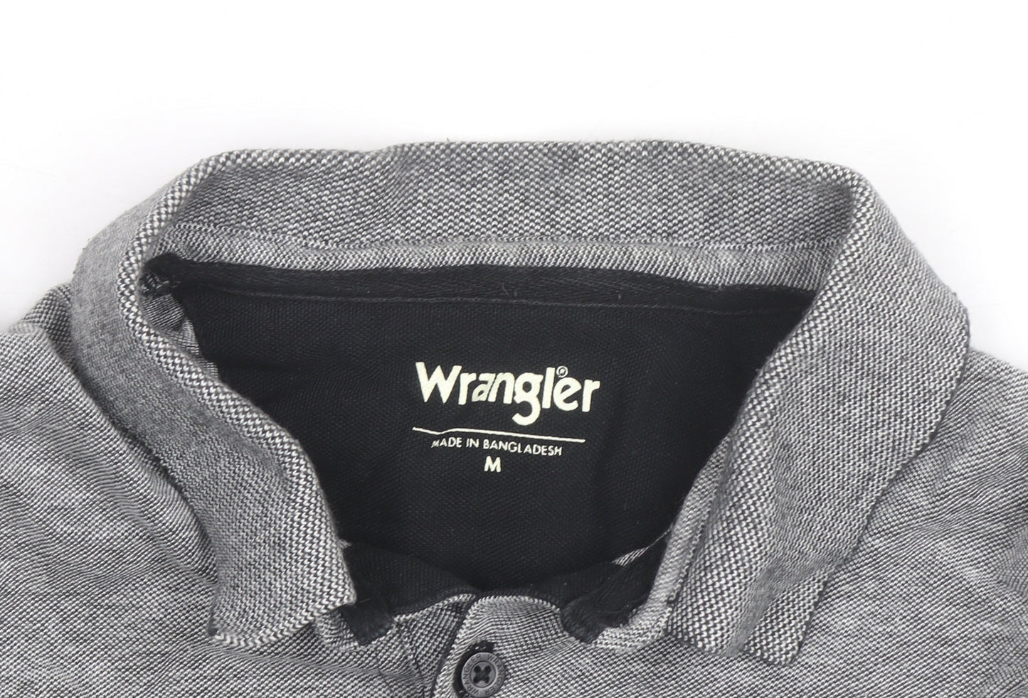 Wrangler Men's Grey Long Sleeve Cotton Button-Up Polo Shirt M