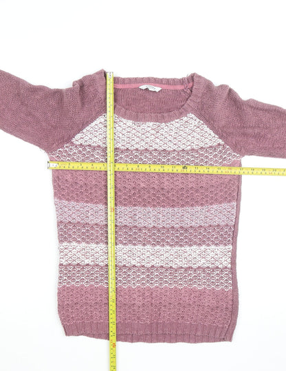 FatFace Women Pink Crew Neck Knit Jumper Size 8