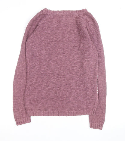 FatFace Women Pink Crew Neck Knit Jumper Size 8
