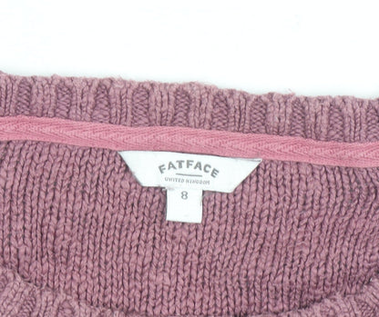 FatFace Women Pink Crew Neck Knit Jumper Size 8
