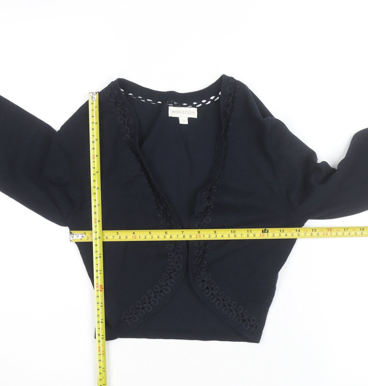 Monsoon Women's Black Embroidered Cardigan Size S