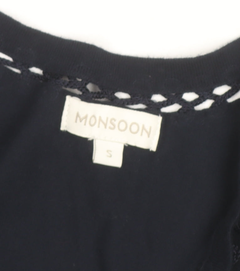 Monsoon Women's Black Embroidered Cardigan Size S