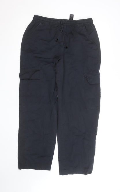 Next Men's Black Cargo Trousers Size M Elastic Waist Cotton
