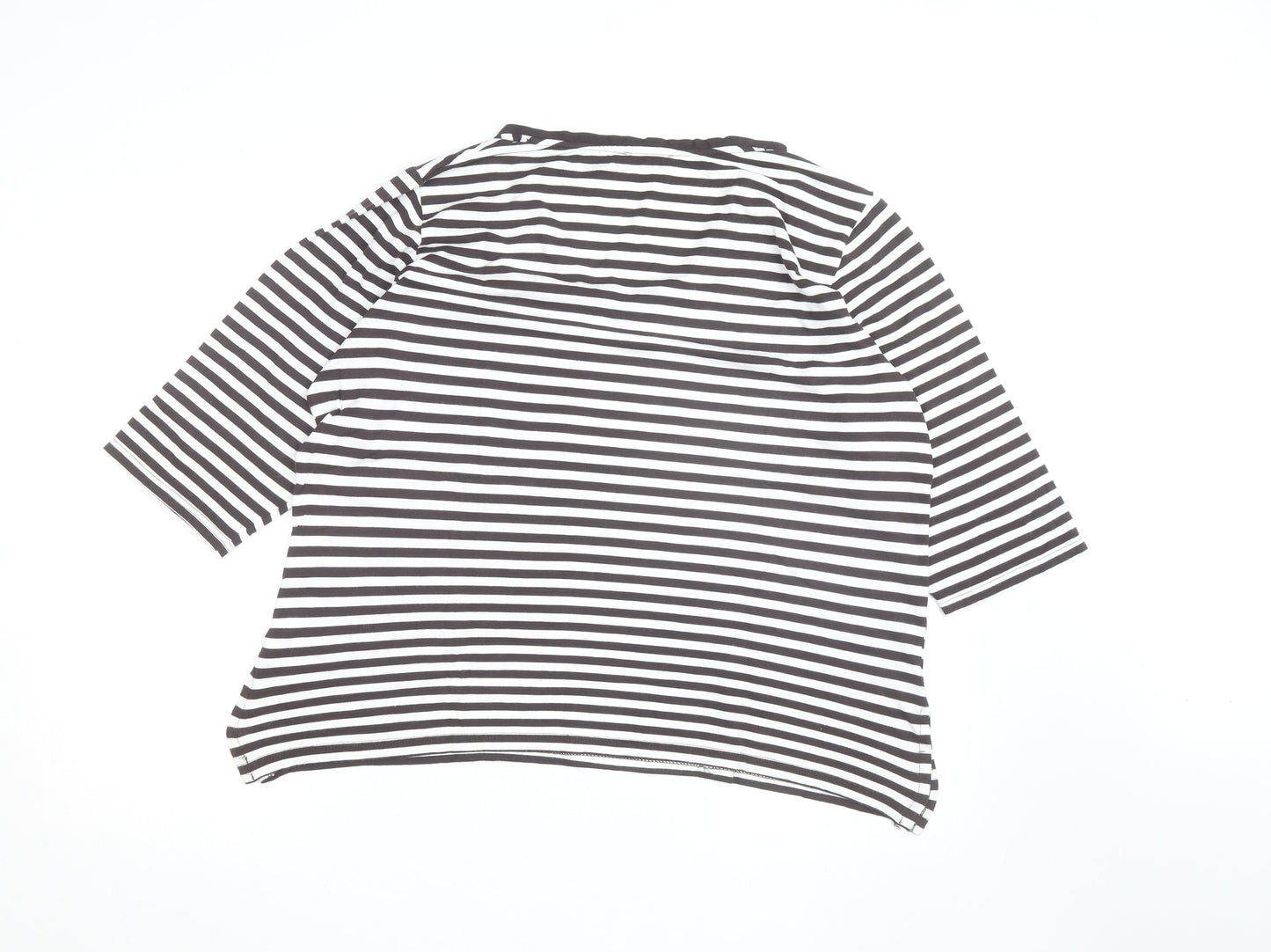 Lea H. Women's Black White Striped V-Neck 3/4 Sleeve Jersey Top Size 20
